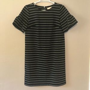 Loft navy shift dress with ruffle sleeves